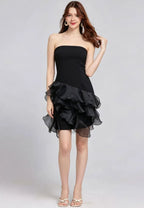 Vestido mini strapless con volantes asimétricos k26051306