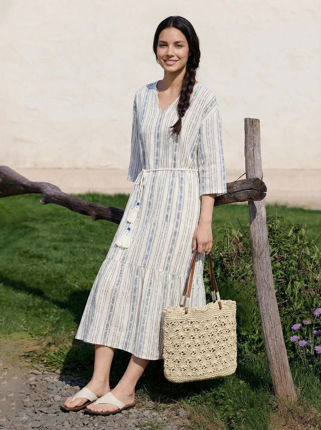 Bolso Tote De Hombro En Forma De Abanico Tejido A Crochet
