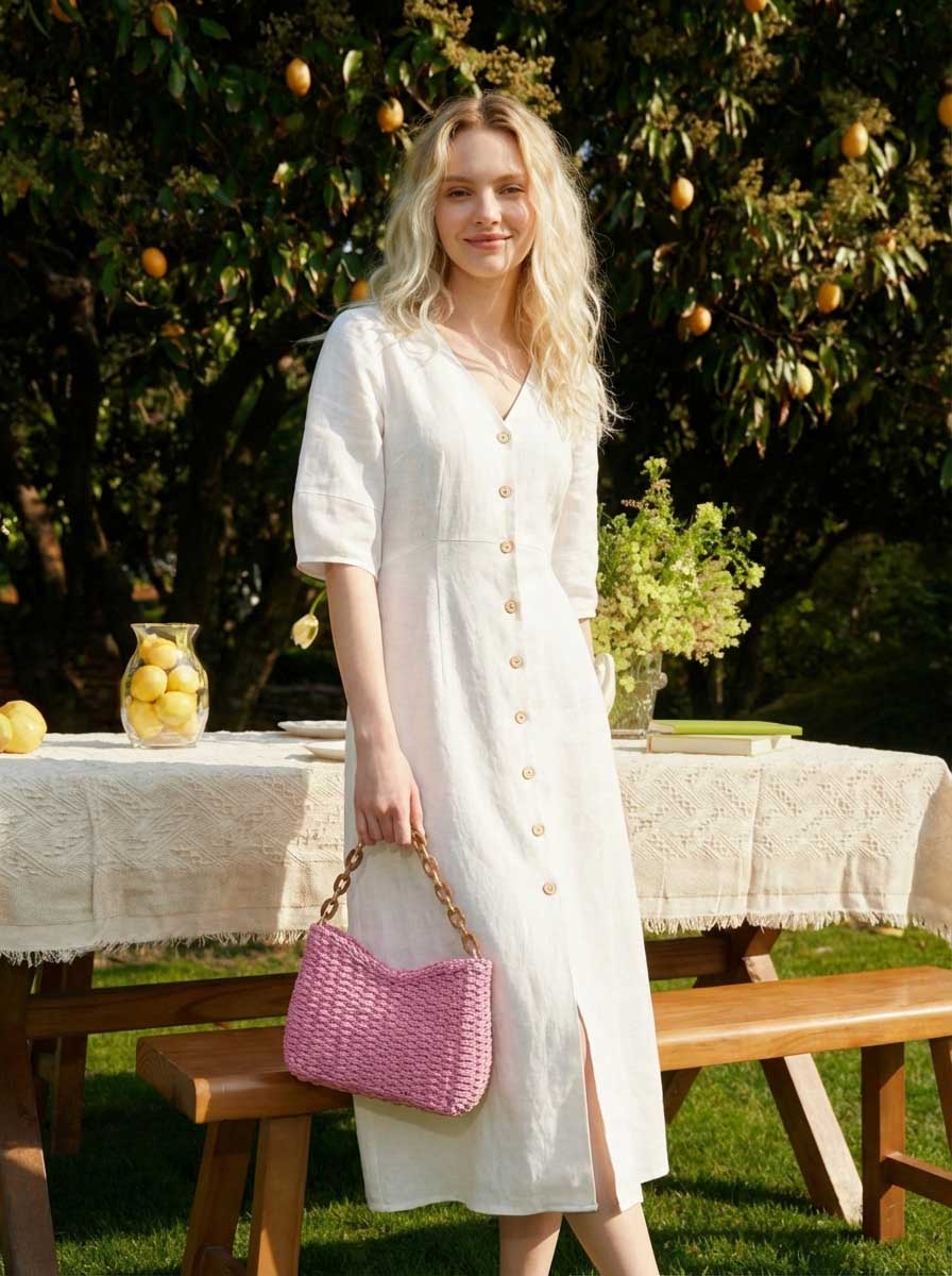 Bolso De Hombro De Paja Tejida De Colores