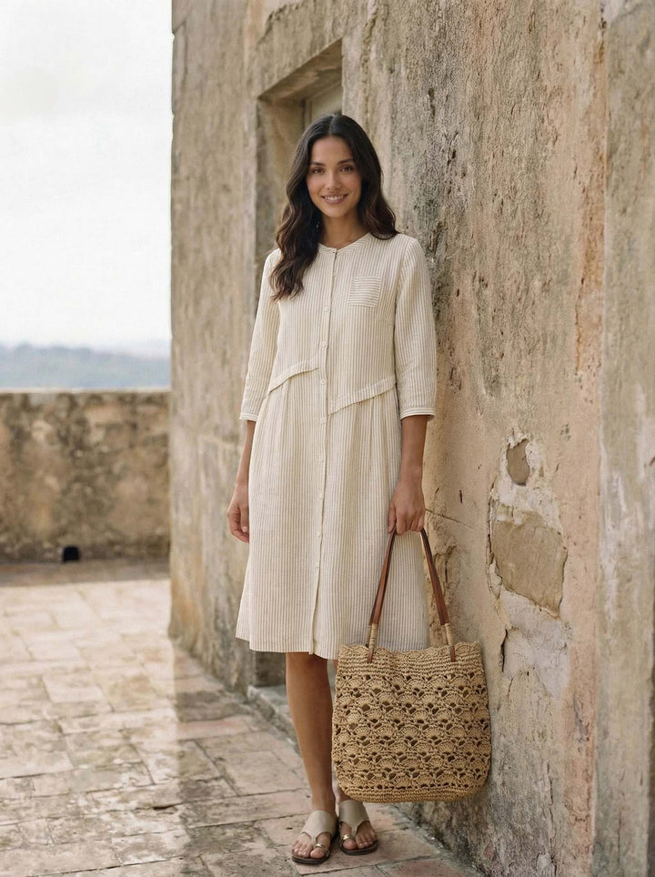 Bolso Tote De Hombro En Forma De Abanico Tejido A Crochet