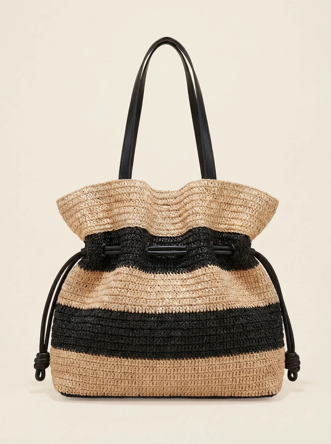 Bolso Tote De Hombro Con Cordón Y Tejido De Ganchillo