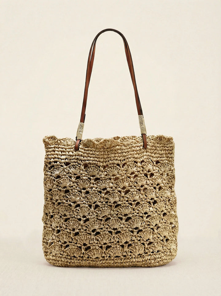 Bolso Tote De Hombro En Forma De Abanico Tejido A Crochet