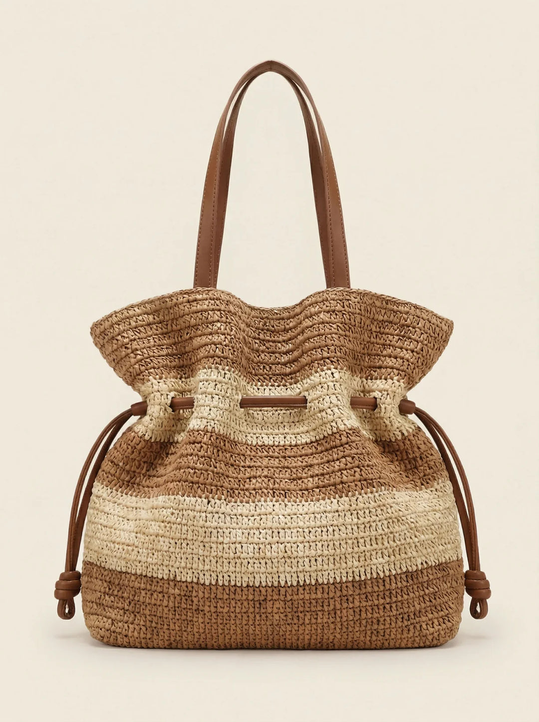 Bolso Tote De Hombro Con Cordón Y Tejido De Ganchillo