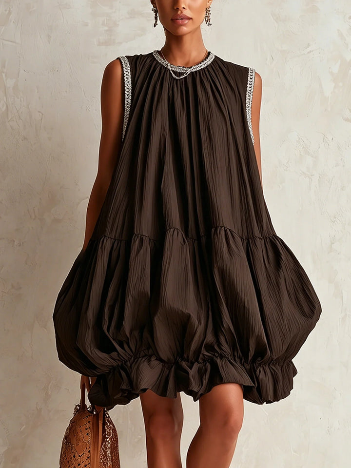 Colette | Brown Balloon Volume Short Dress