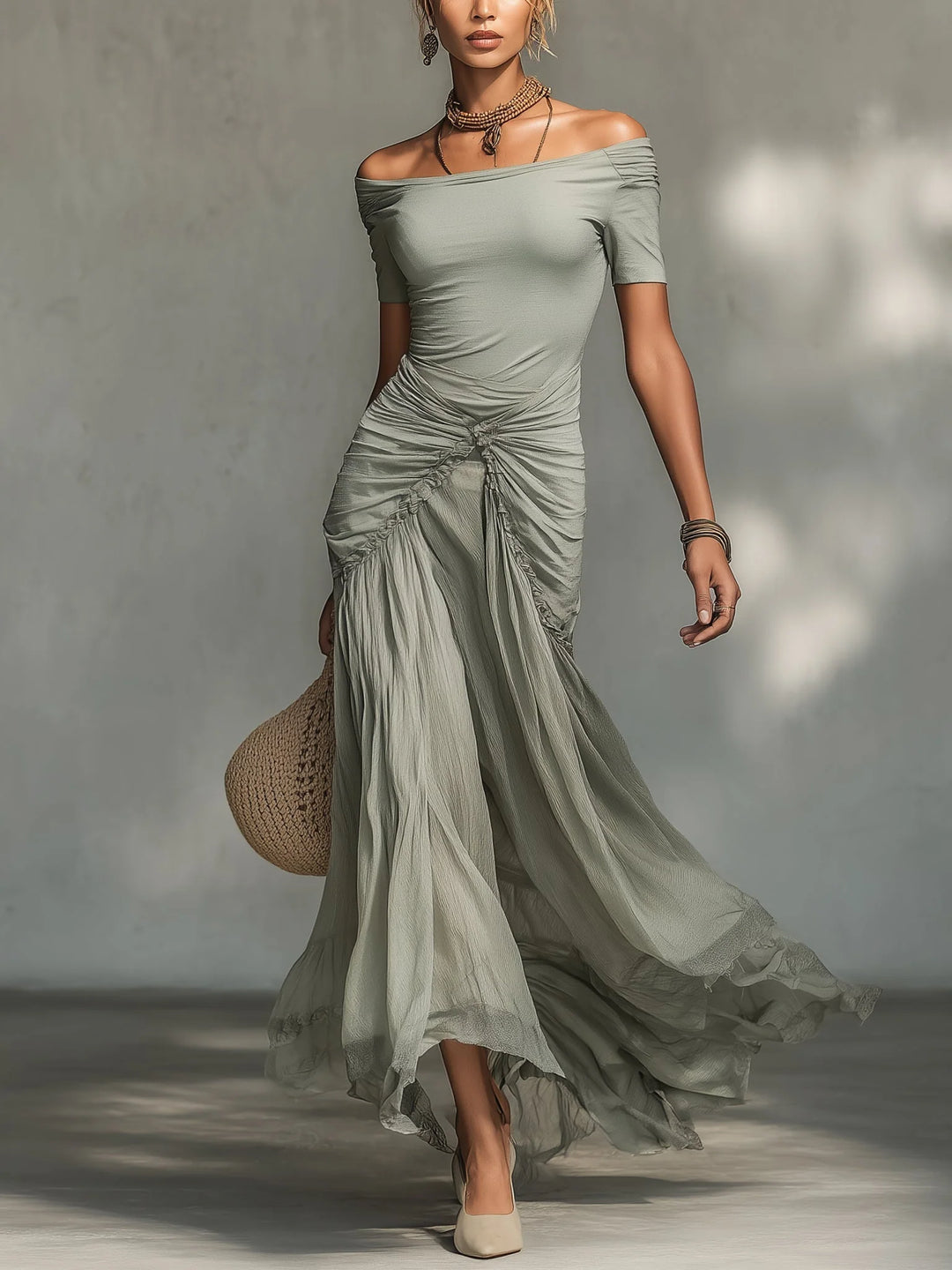Noemia | Vestido Maxi De Hombros Descubiertos
