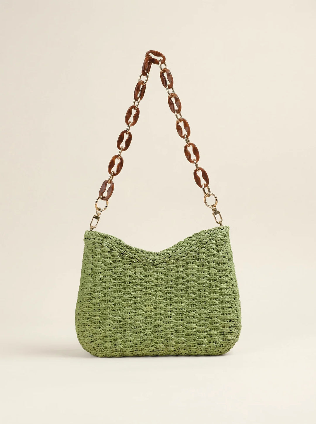 Bolso De Hombro De Paja Tejida De Colores