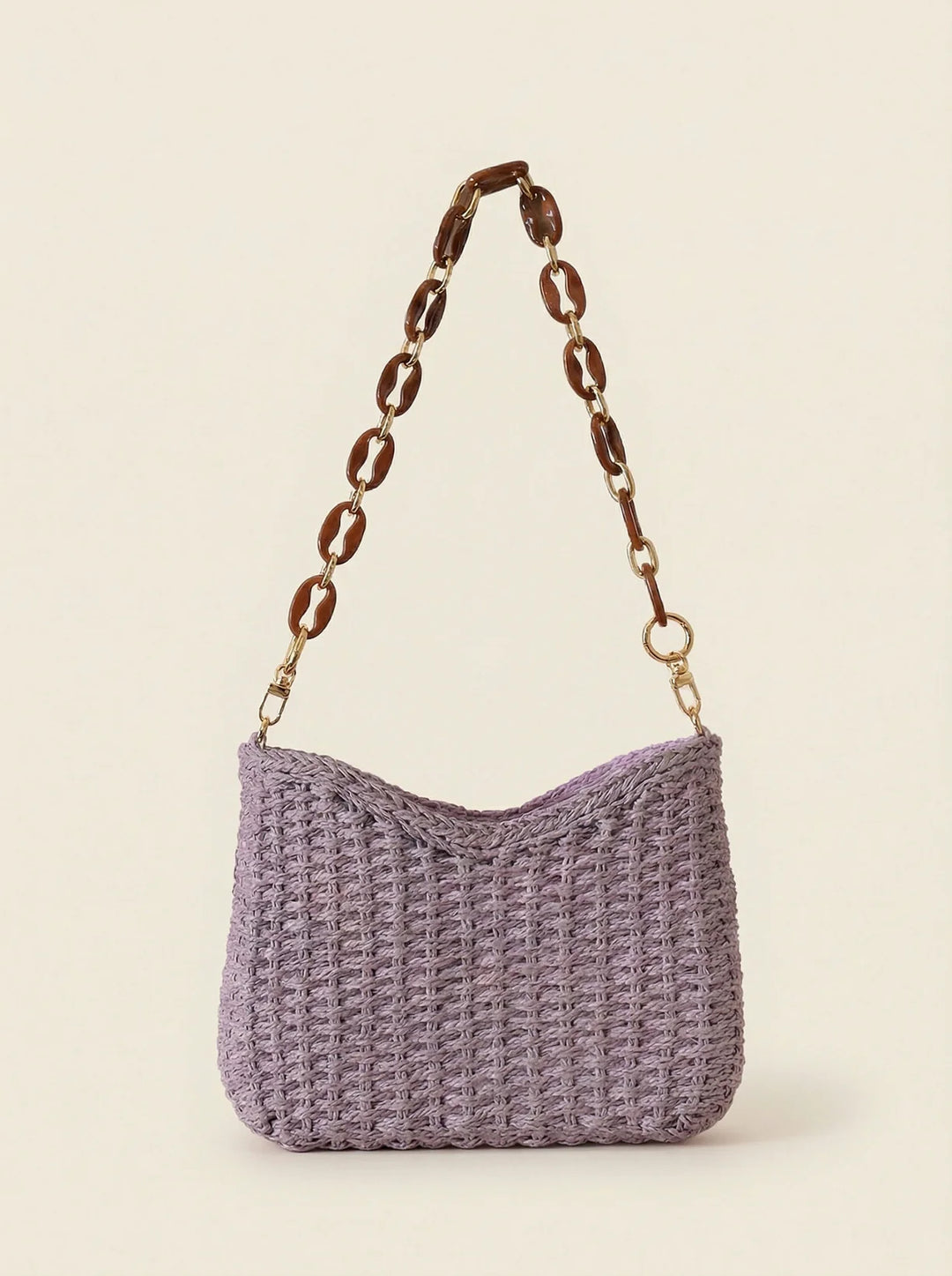 Bolso De Hombro De Paja Tejida De Colores
