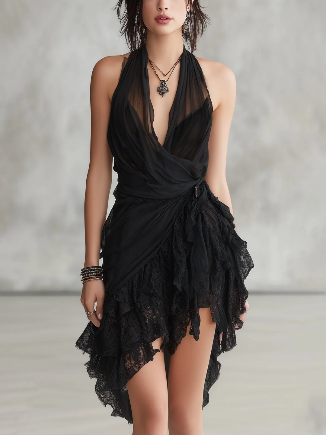 Ursula | Vestido Mini Halter Con Encaje