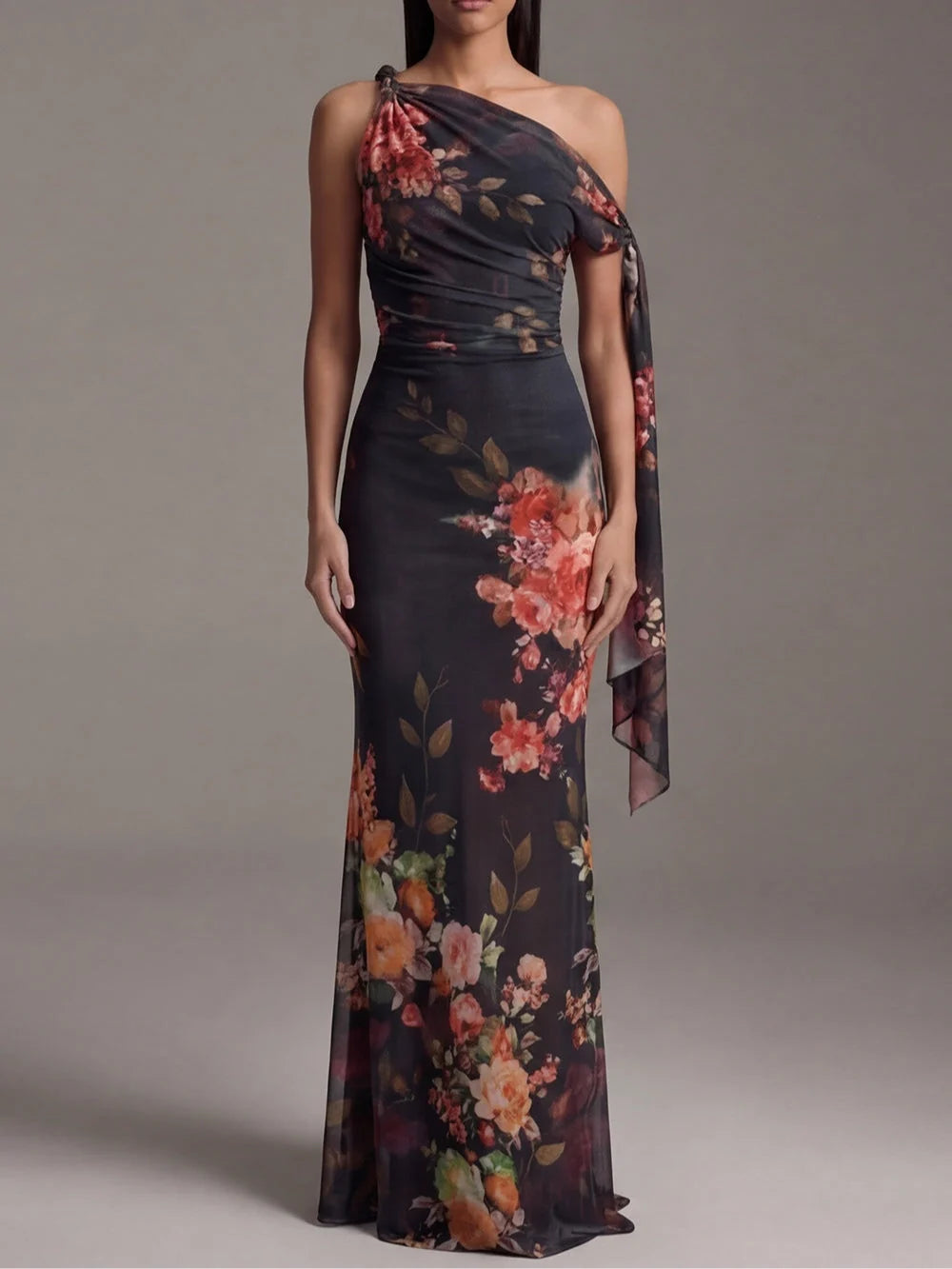 Eulalia | Vestido Maxi Floral De Un Hombro