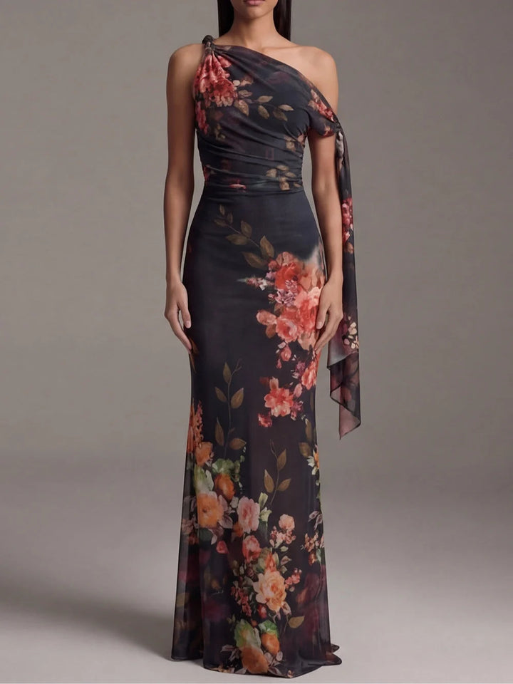 Eulalia | Vestido Maxi Floral De Un Hombro