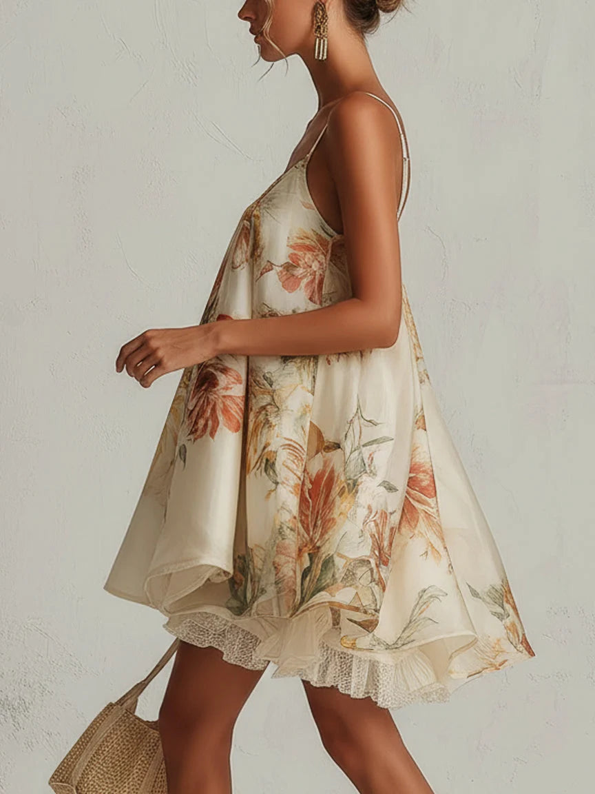 Blanche | Vestido Curto Floral com Camadas