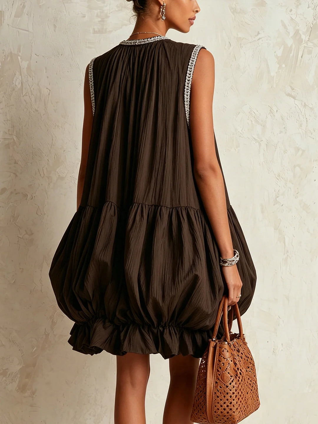 Colette | Brown Balloon Volume Short Dress
