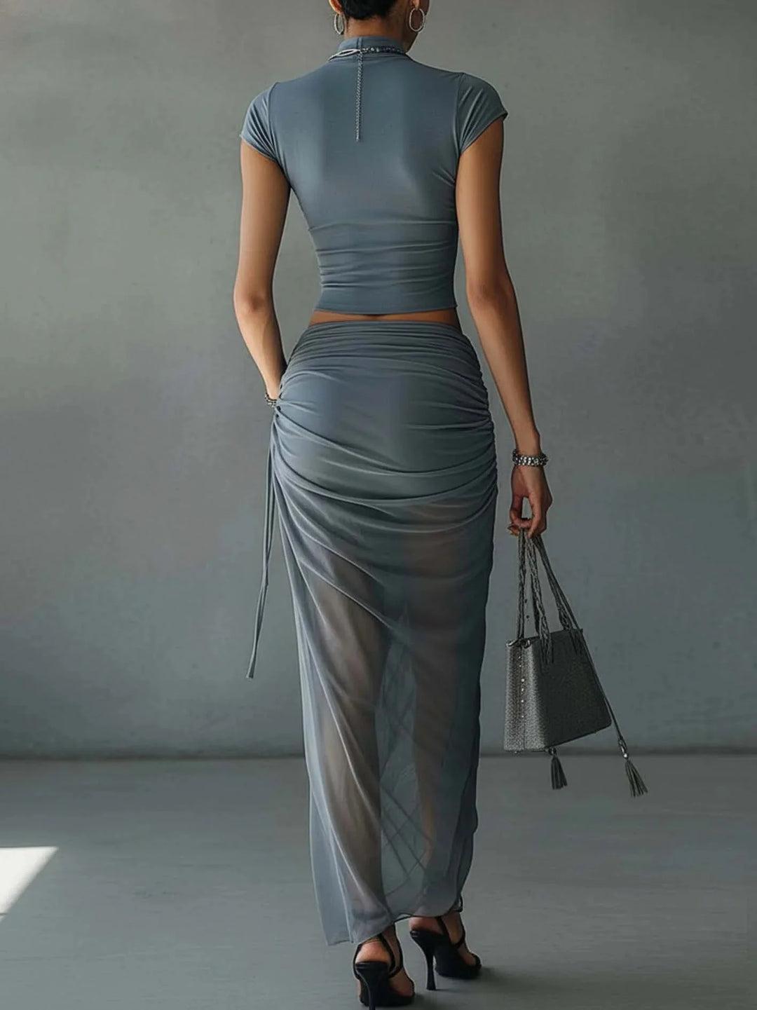 Isabel | Cropped Top And Draped Skirt Set