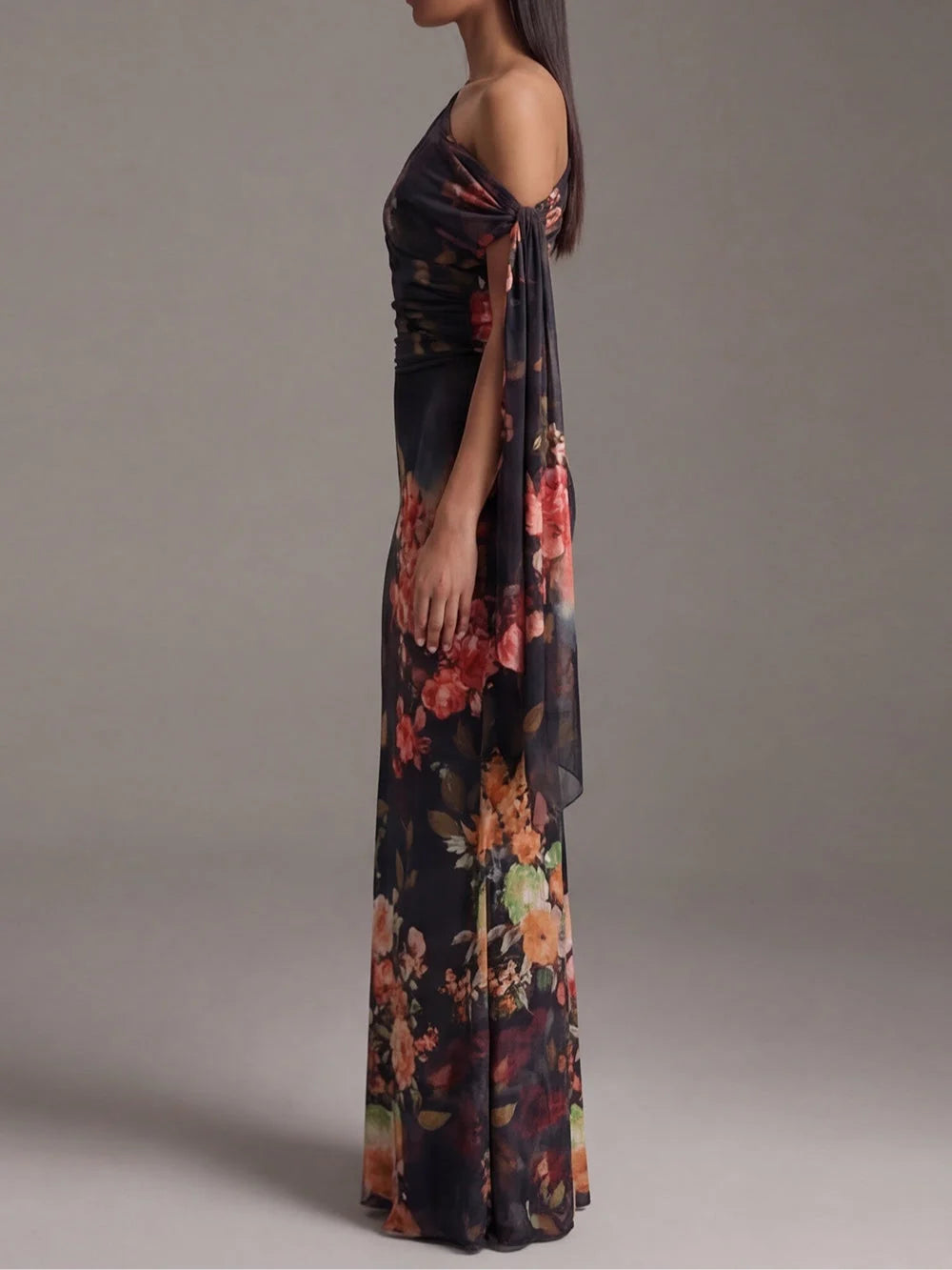 Eulalia | Vestido Maxi Floral De Un Hombro