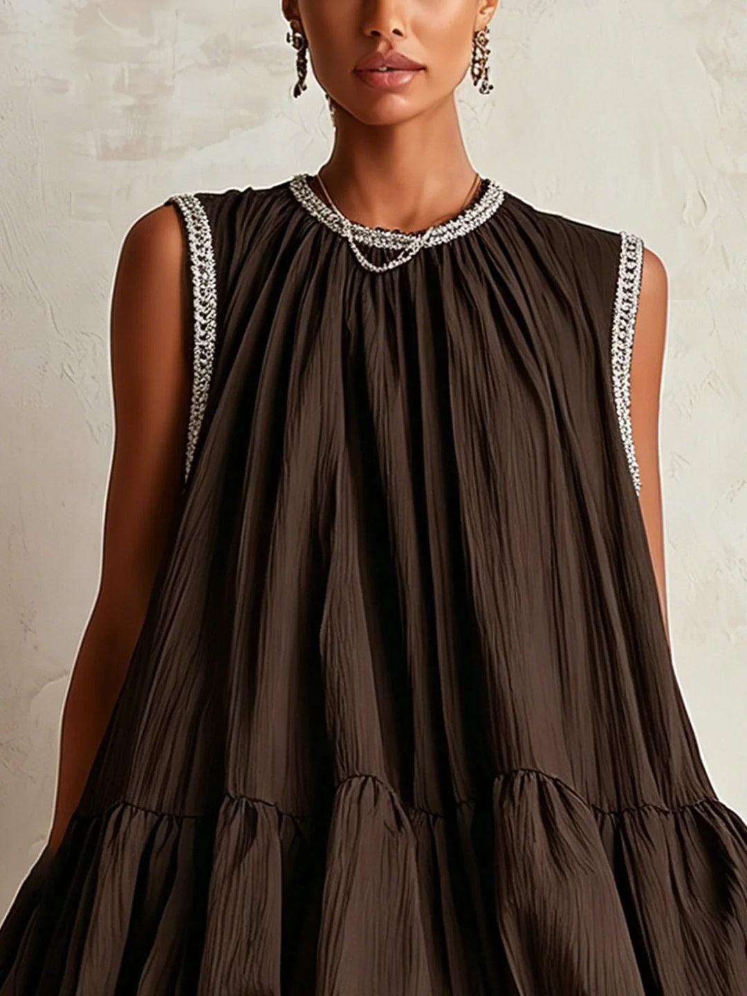 Colette | Brown Balloon Volume Short Dress