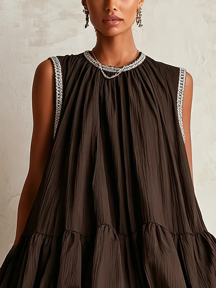 Colette | Brown Balloon Volume Short Dress