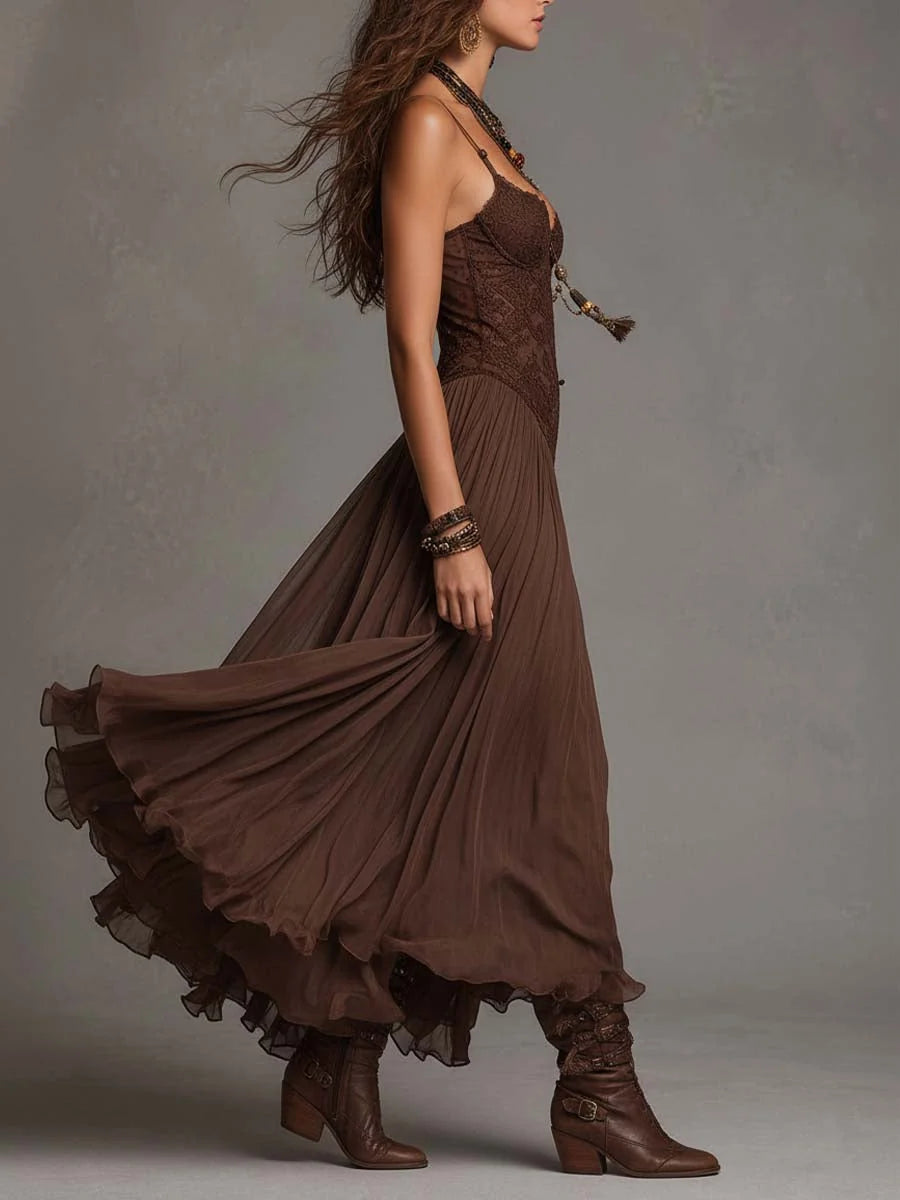 Leticia | Vestido Maxi Romántico Con Encaje