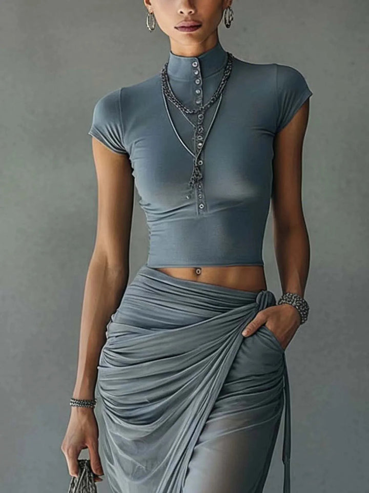 Isabel | Cropped Top And Draped Skirt Set
