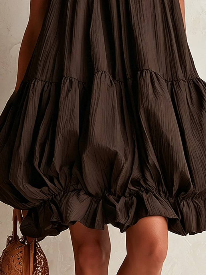 Colette | Brown Balloon Volume Short Dress