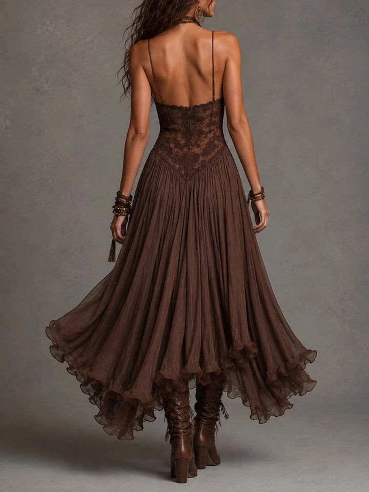 Leticia | Vestido Maxi Romántico Con Encaje