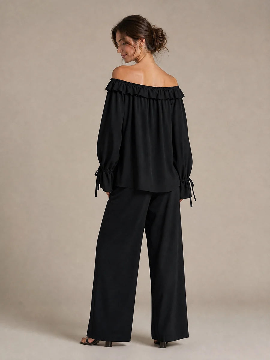 Blusa Off Shoulder Con Transparencia Y Volantes