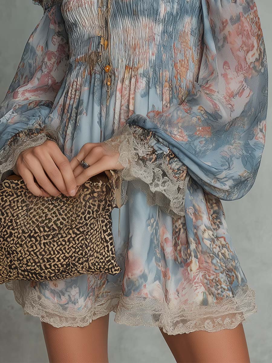 Romane | Vestido Corto Floral De Hombros Descubiertos