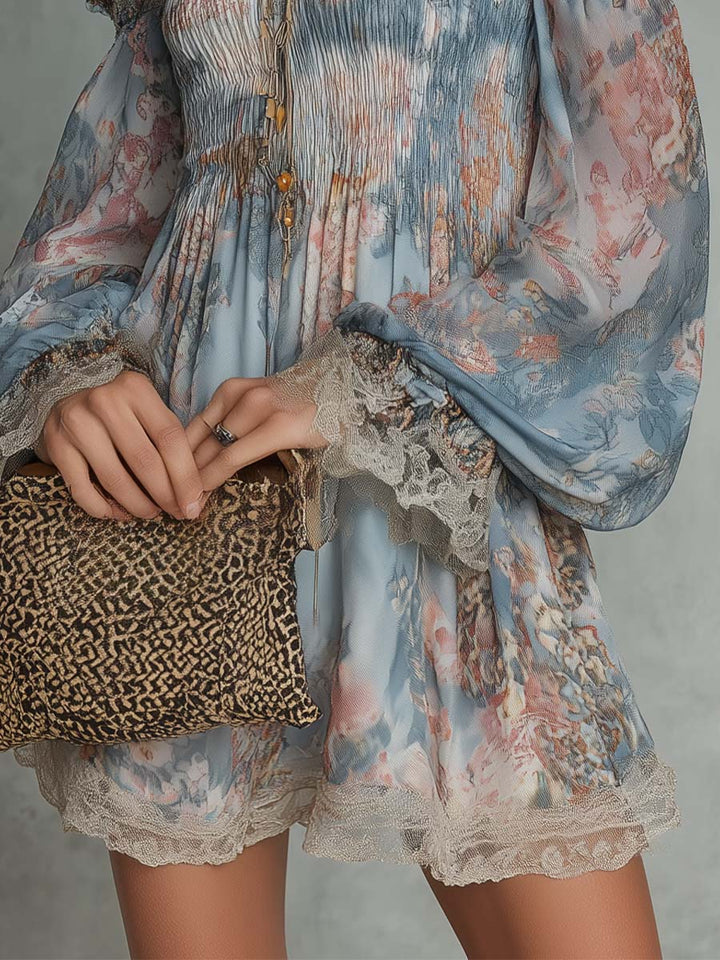 Romane | Vestido Corto Floral De Hombros Descubiertos
