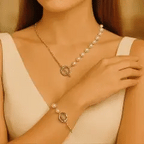 Eva | Collar y Pulsera Dorados con Perlas