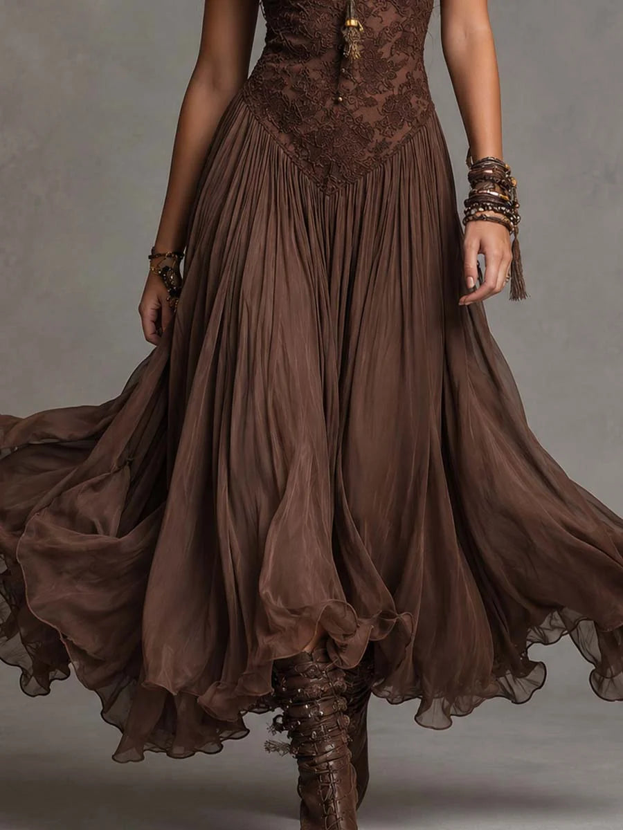 Leticia | Vestido Maxi Romántico Con Encaje