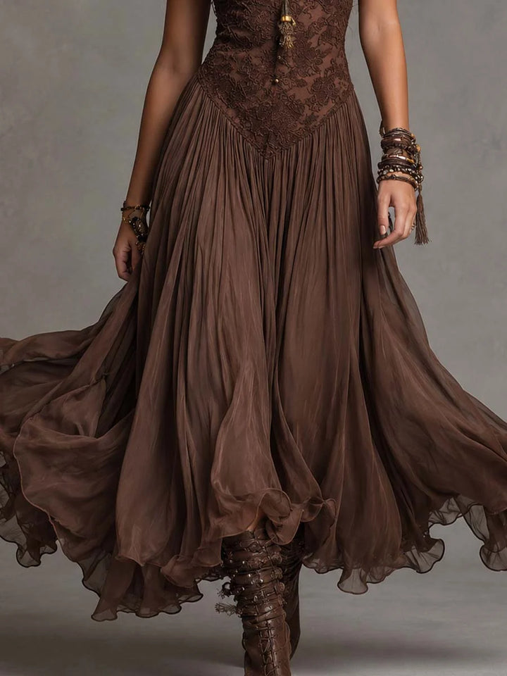 Leticia | Vestido Maxi Romántico Con Encaje