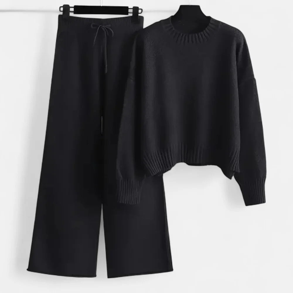 Natalia - Conjunto De Jersey De Punto Y Pantalón De Pierna Ancha Para Mujer