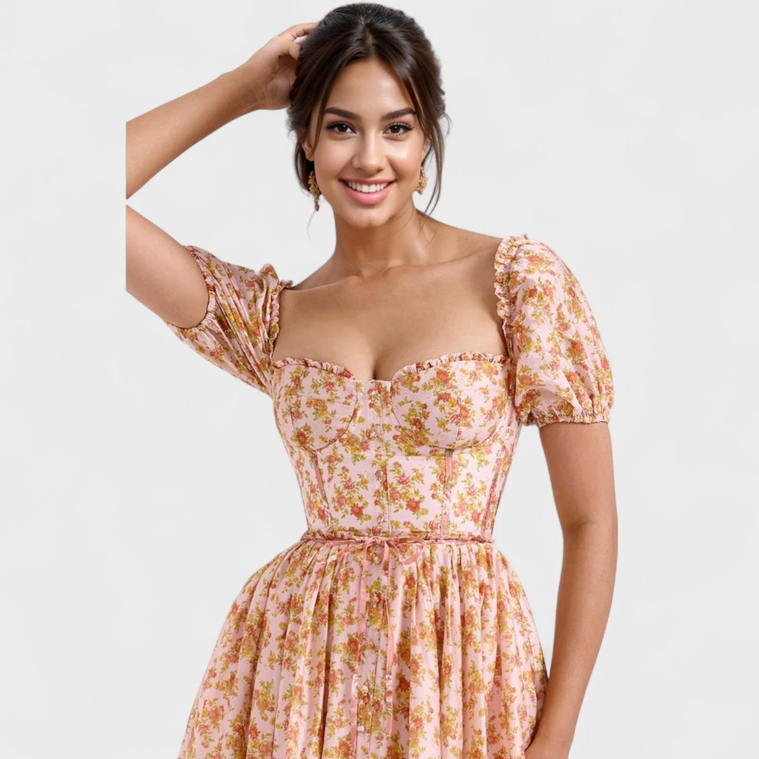 Valentina - vestido floral coral