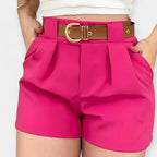 Shorts Plisados de Cintura Alta