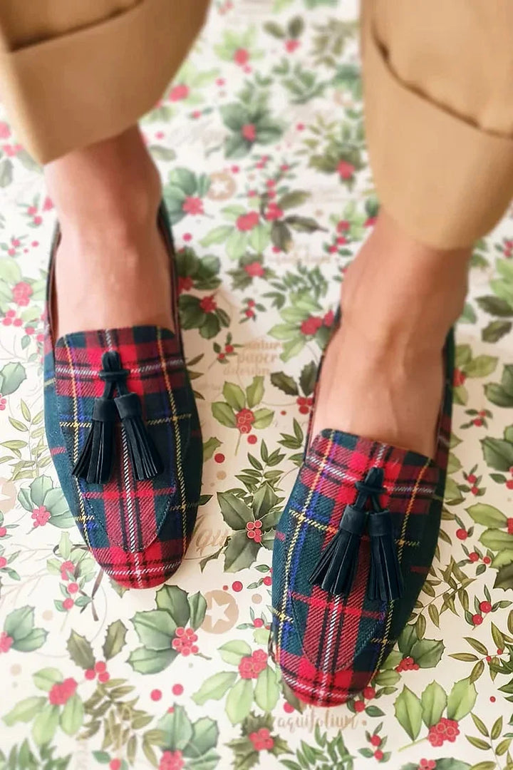 MOCASINES CHIC ESCOCESES CON FLECOS