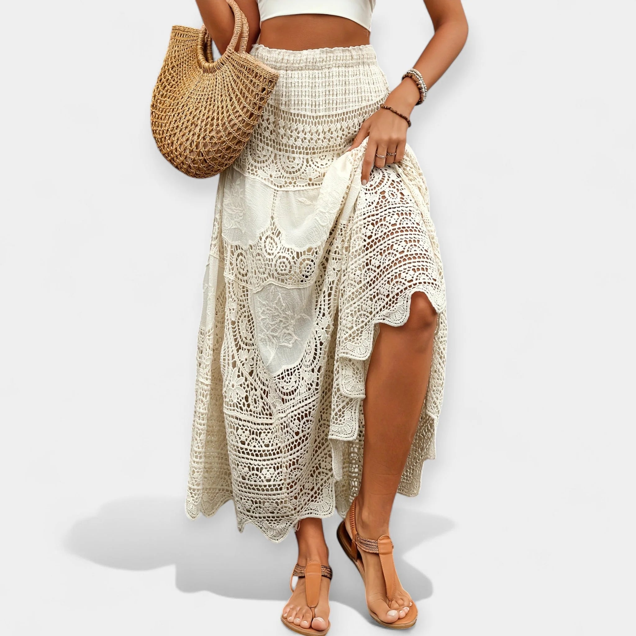 Falda Midi con Encaje