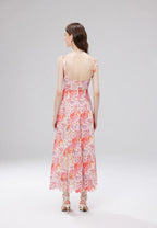 Vestido maxi cami boho floral con encaje y tirantes finos k26060801