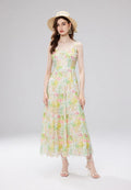Vestido maxi cami boho floral con encaje y tirantes finos k26060801