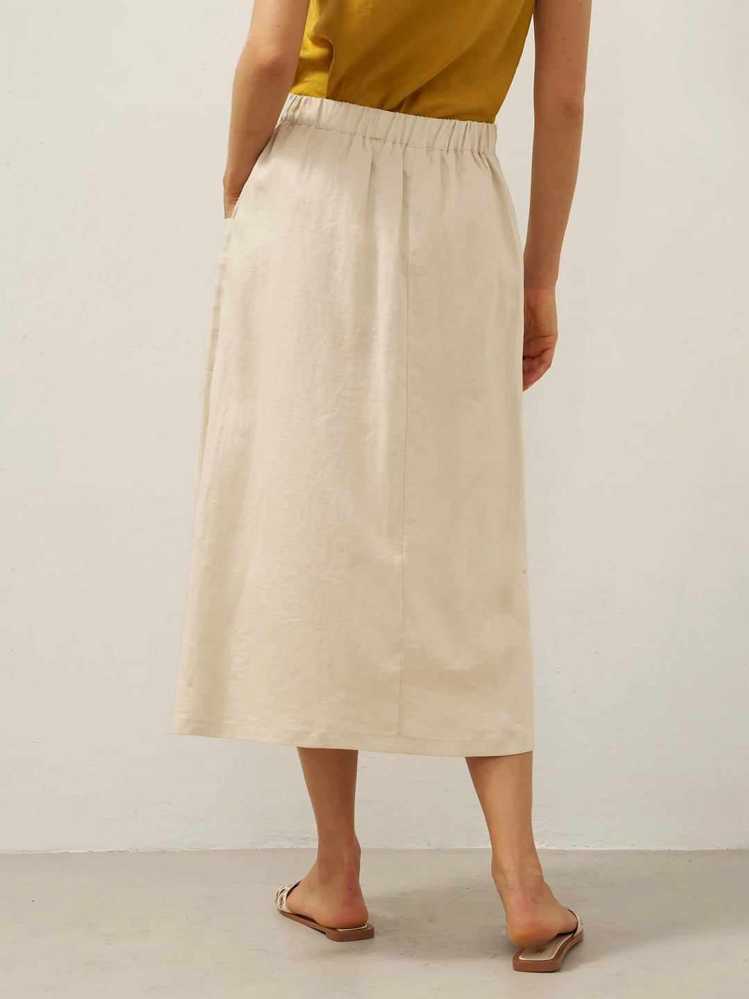 Fressa | Linen Angular Wrap Skirt with Elastic Waist