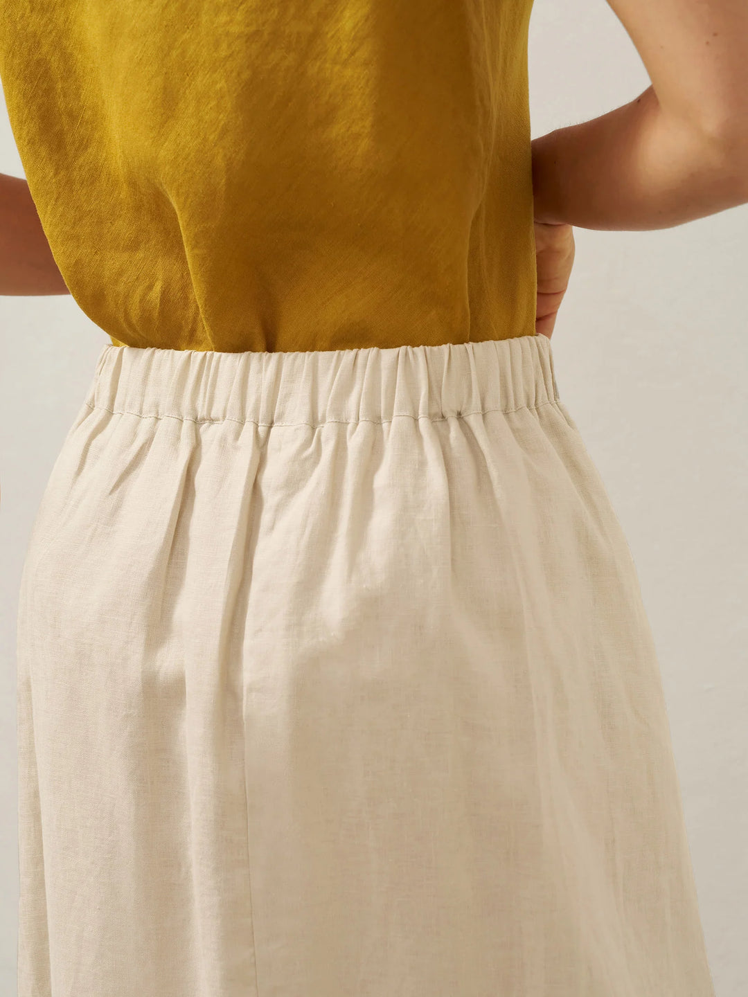 Fressa | Linen Angular Wrap Skirt with Elastic Waist