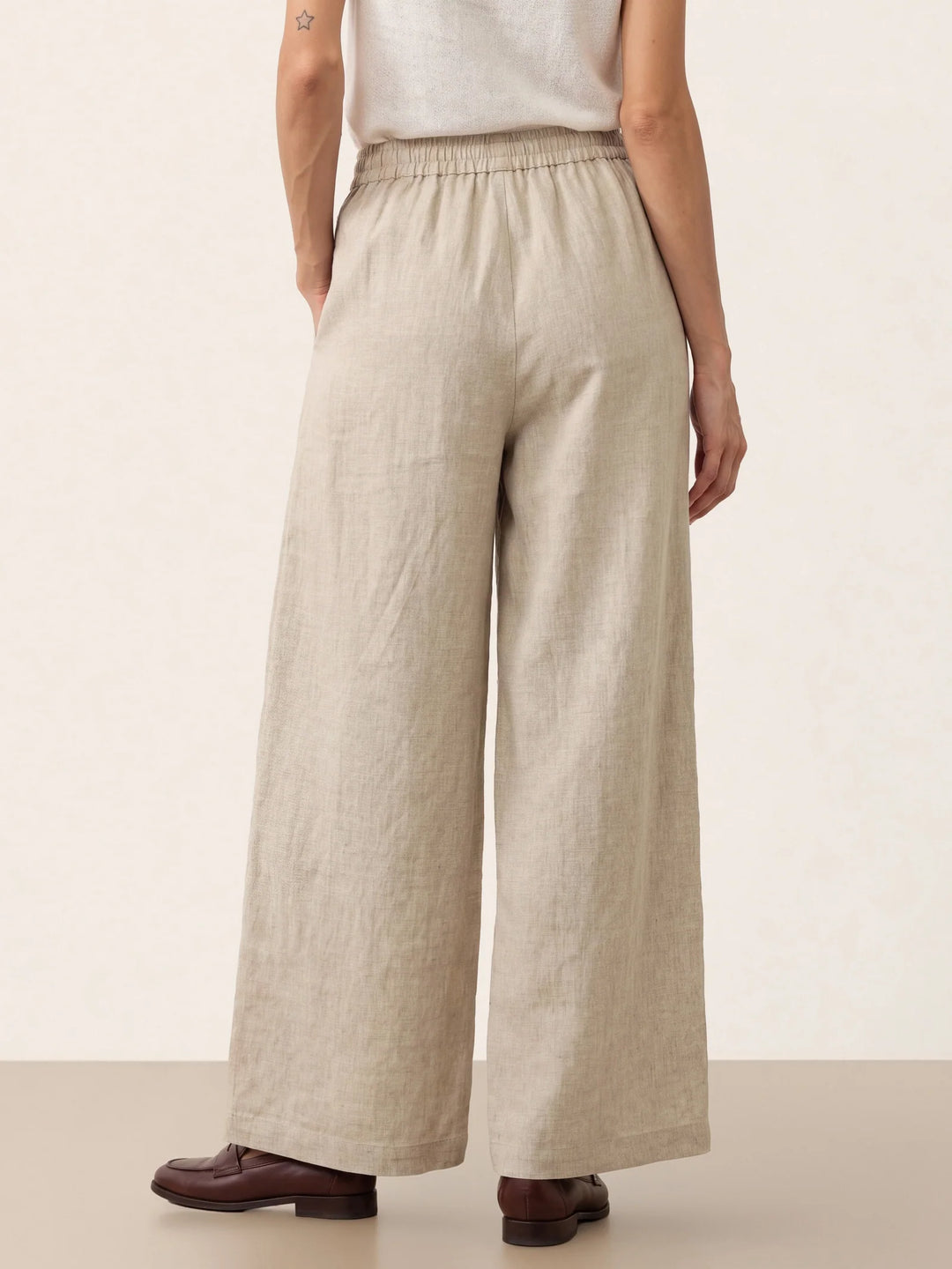 Louisa | Pantalón Ancho De Lino Con Cintura Plisada