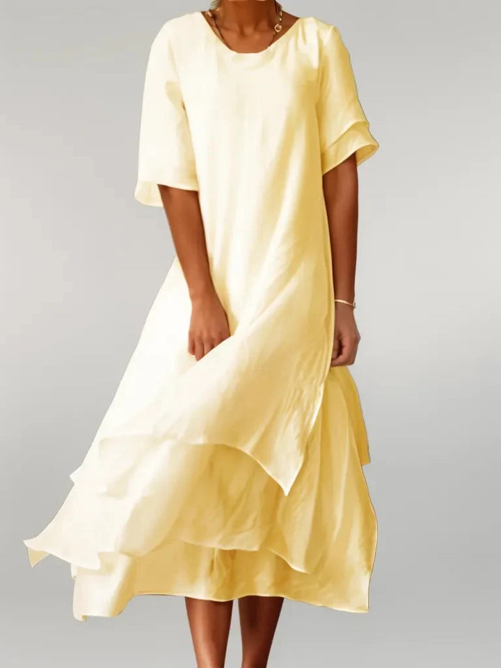 Vivienne | Women's Round Neck Ruffle Maxi Dress