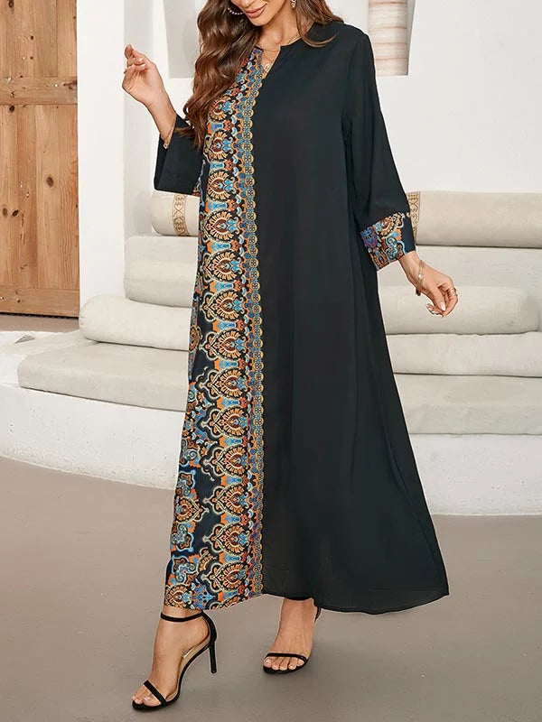 Vestido Maxi Assimétrico Estampado e Solto