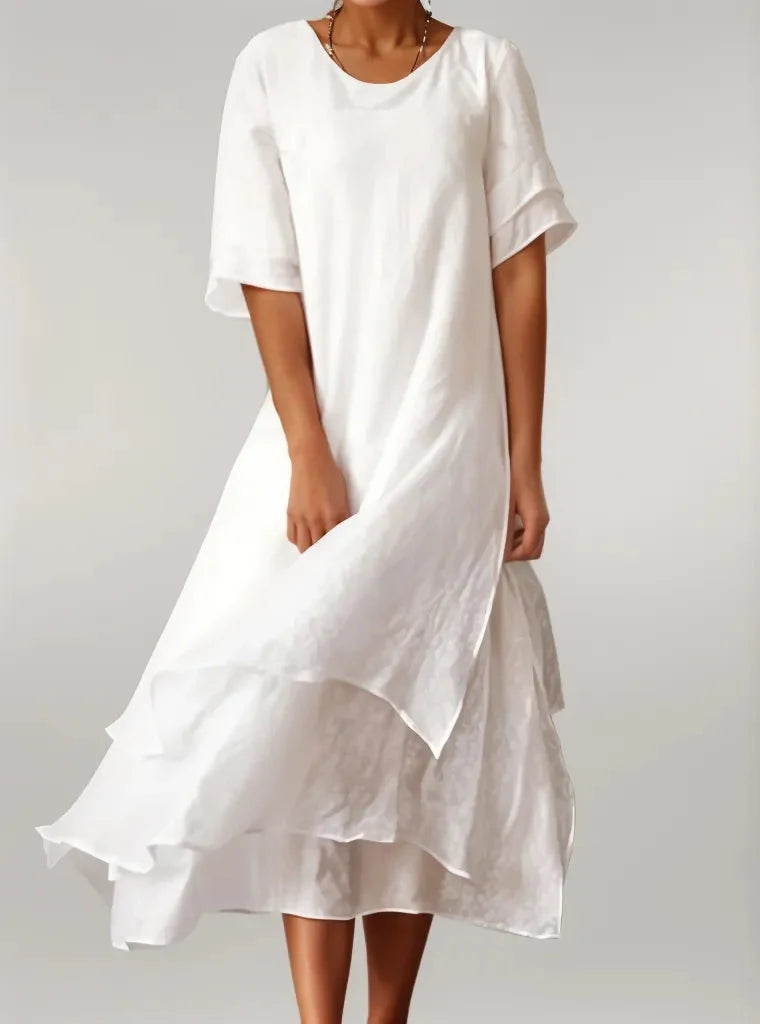 Vivienne | Women's Round Neck Ruffle Maxi Dress