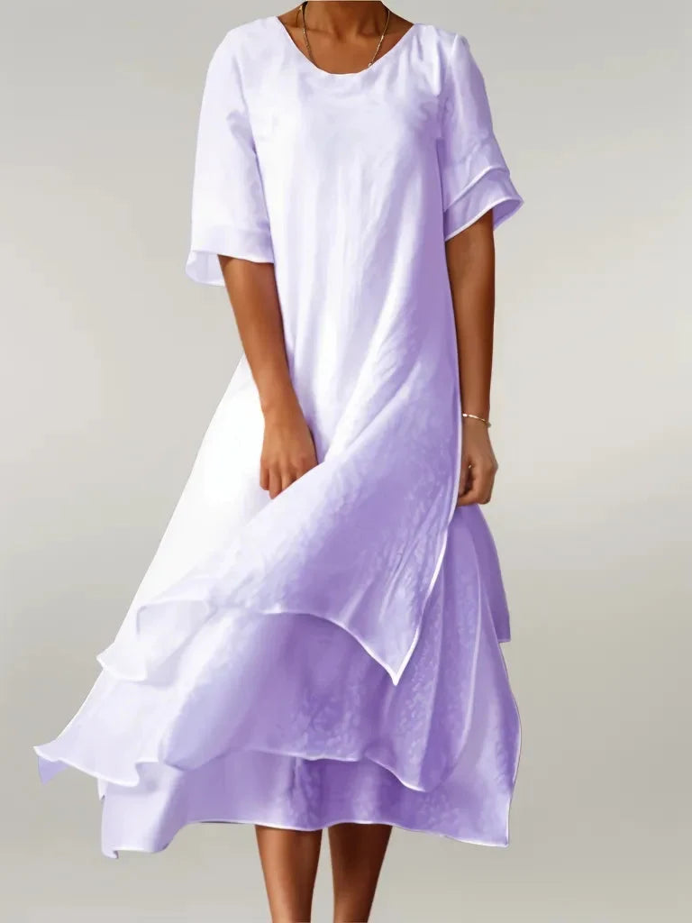 Vivienne | Women's Round Neck Ruffle Maxi Dress