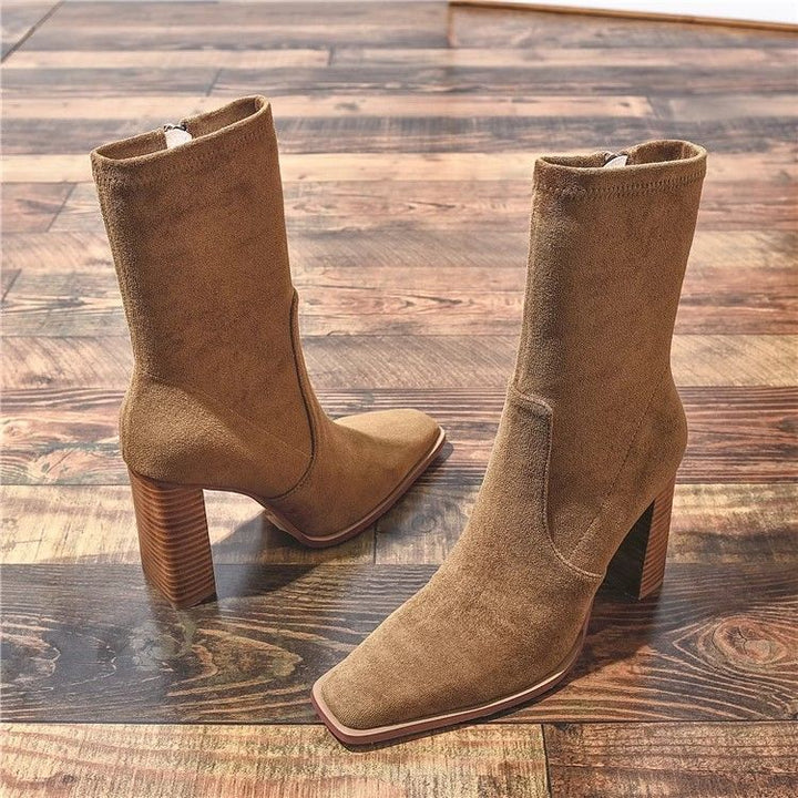 Mila - Botas De Tacon Ancho Y Puntera Cuadrada