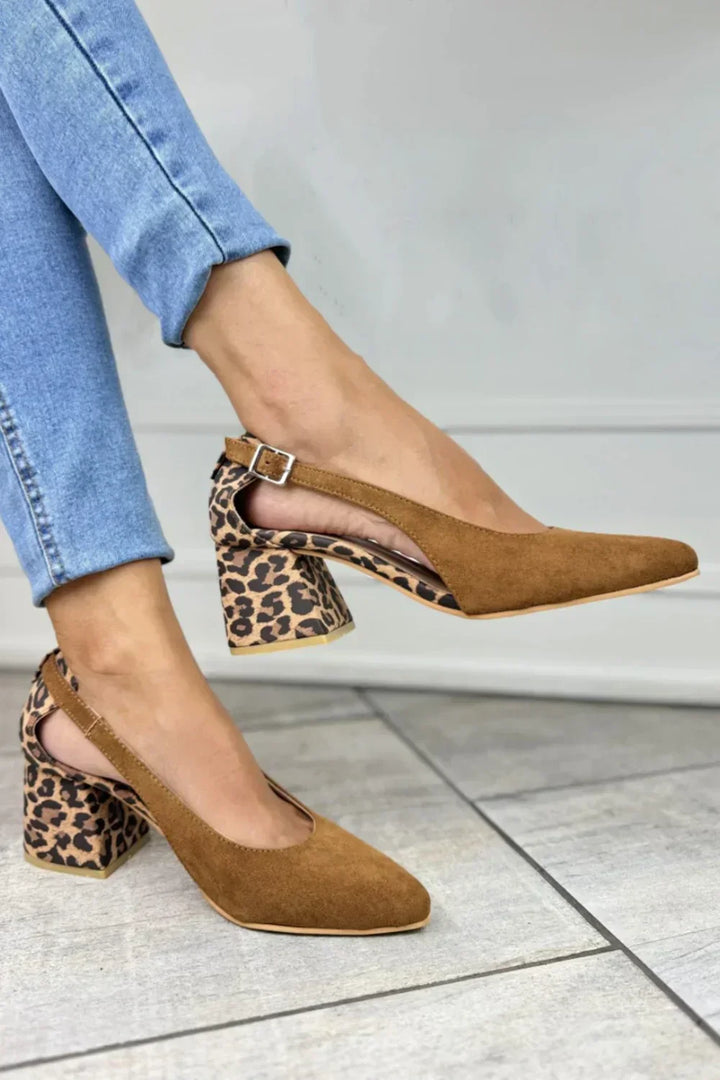 Zapatos Slingback Con Estampado De Leopardo