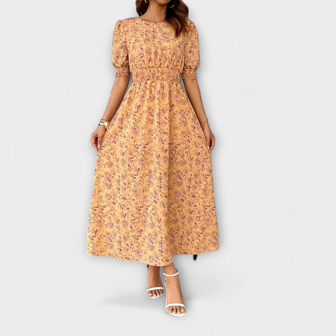 Amelia | Vestido Floral Com Gola Redonda