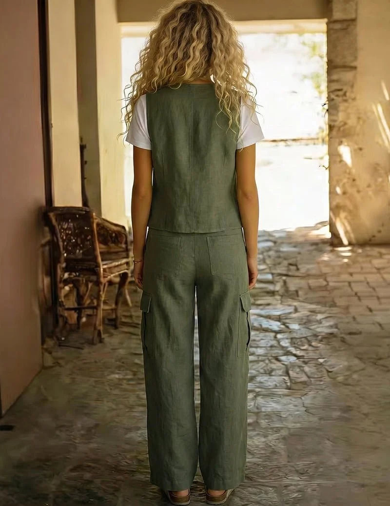 Cargo Wide Leg Trousers & Utility Vest Set