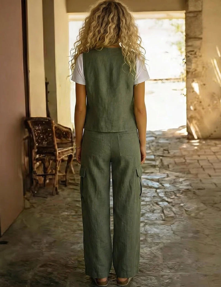 Cargo Wide Leg Trousers & Utility Vest Set