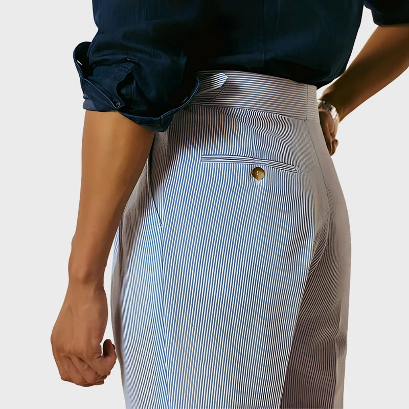 Pantalones Con Pliegues De Cintura Alta Para Hombre - Ajuste Estructurado Tailor Made